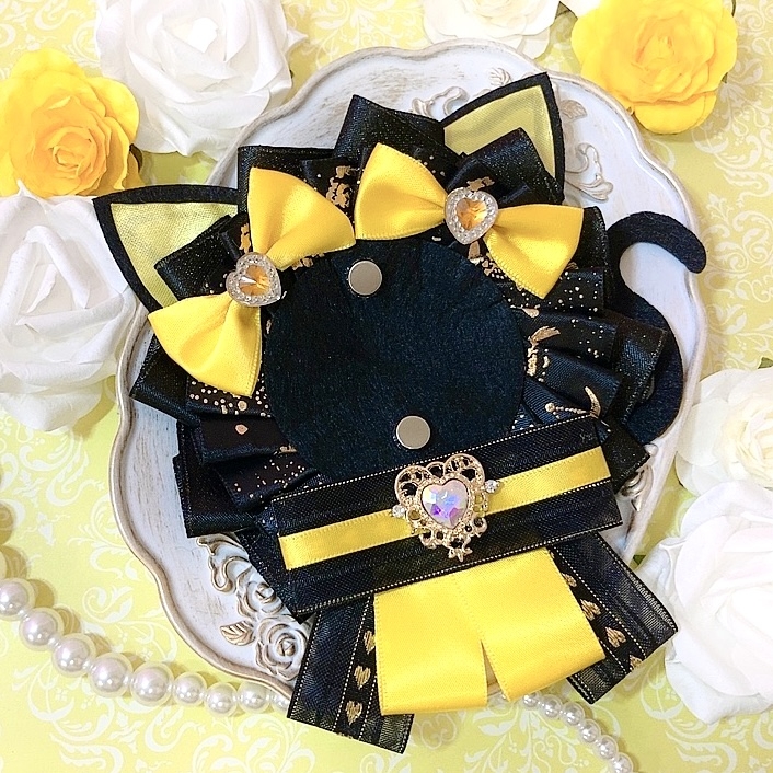 【グッズ-マグネット】ノンキャラオリジナル 猫耳付きロゼット YL【G.triger】