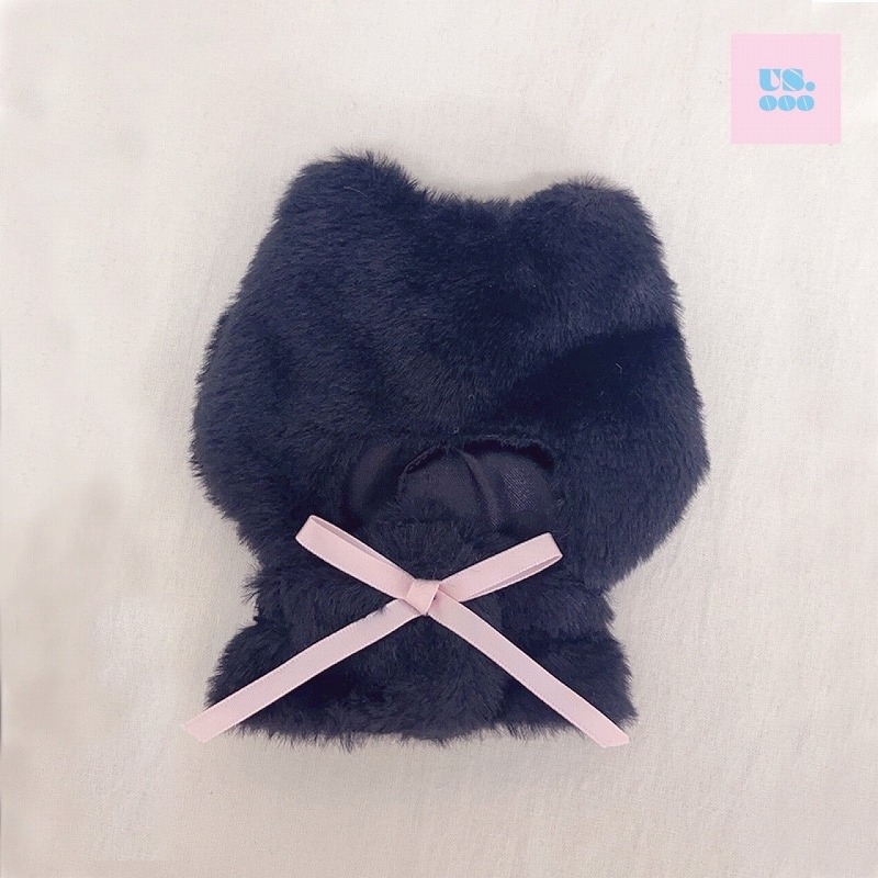 【グッズ-コスプレアクセサリー】ノンキャラオリジナル 【8～10cm用】ファー素材ねこ耳ぬいぐるみケープ BLACK【Us.ooo】