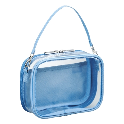 【グッズ-ポーチ】ノンキャラオリジナル デコレーションボックスポーチ ミニ・ワイド パウダーブルー【myfa(ミファ)】