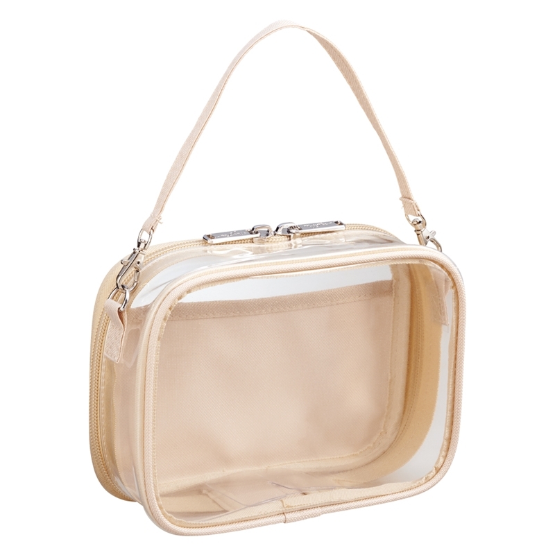 【グッズ-ポーチ】ノンキャラオリジナル デコレーションボックスポーチ ミニ・ワイド シフォンベージュ【myfa（ミファ）】