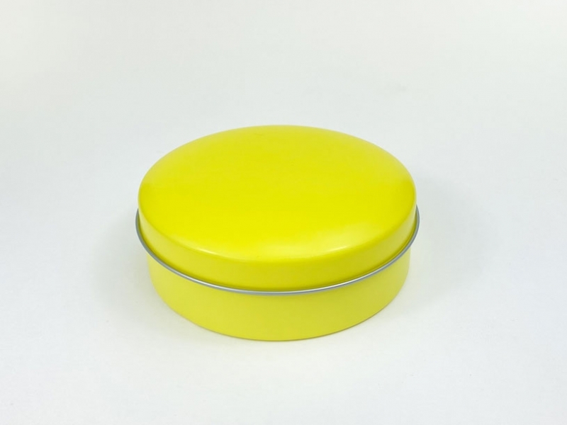 【グッズ-小物入れ】ノンキャラオリジナル カラフル缶ケース カナリア ラウンドタイプ