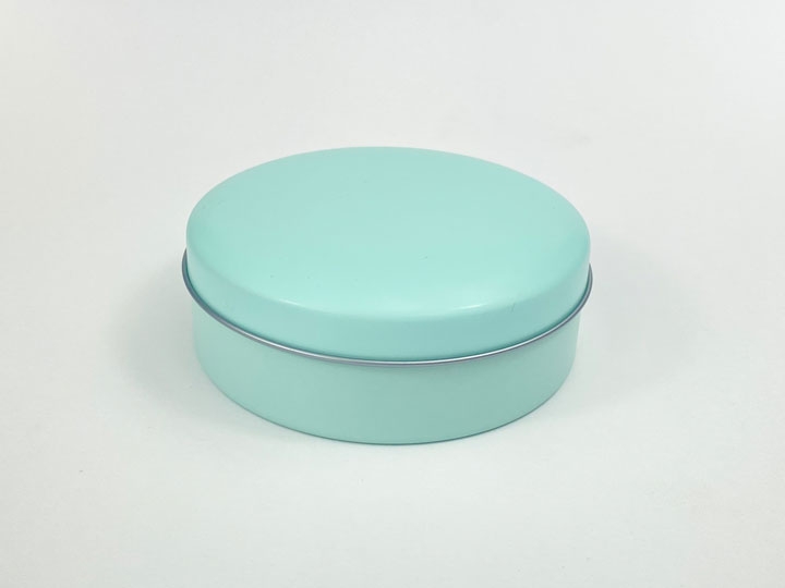 【30%OFF】【グッズ-小物入れ】ノンキャラオリジナル カラフル缶ケース ミントブルー ラウンドタイプ