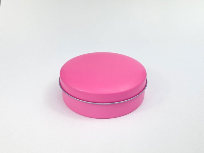 【グッズ-小物入れ】ノンキャラオリジナル カラフル缶ケース チェリーピンク ラウンドタイプ