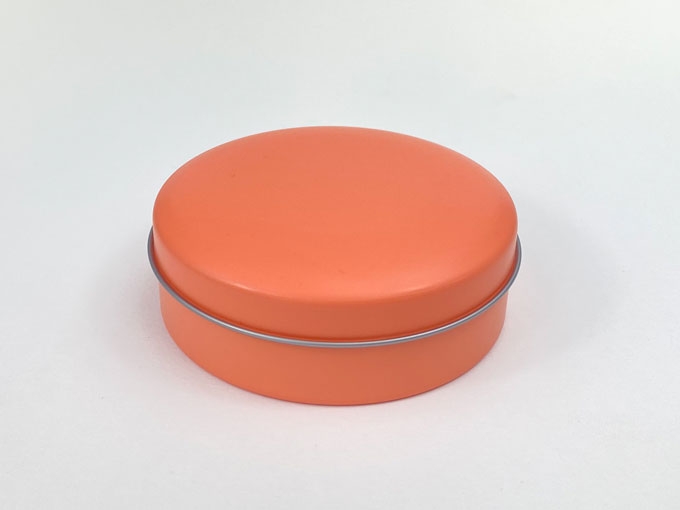 【グッズ-小物入れ】ノンキャラオリジナル カラフル缶ケース アプリコット ラウンドタイプ