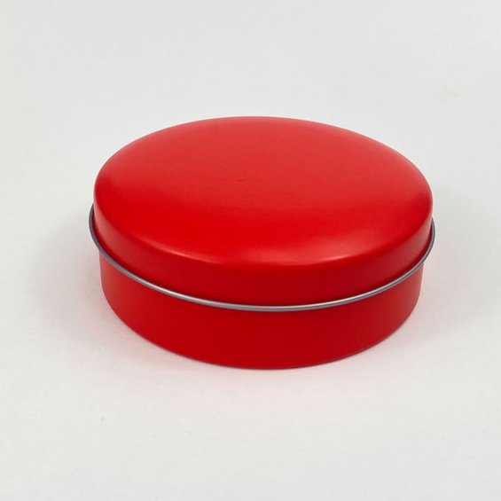 【グッズ-小物入れ】ノンキャラオリジナル カラフル缶ケース ストロベリーレッド ラウンドタイプ