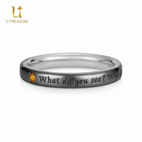 グッズ 指輪 進撃の巨人 メッセージリング エルヴィン シルバー ブラックコーティング 12号 アニメイト