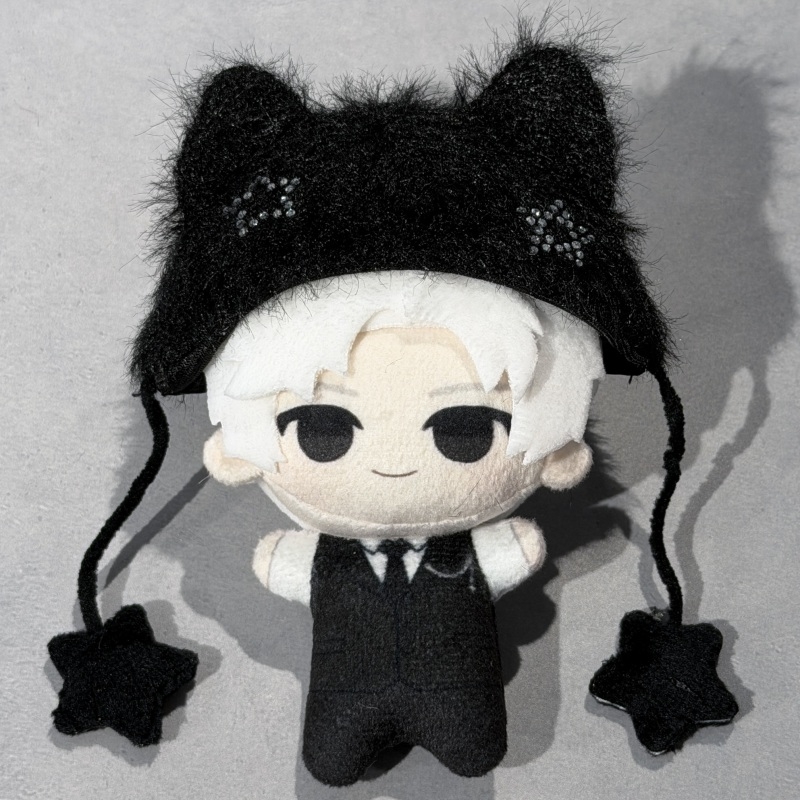 【グッズ-ぬい服】ノンキャラオリジナル 10cm星ストーンねこ耳ぬい帽子 ブラック【OshiVerse】