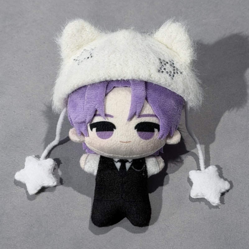 【グッズ-ぬい服】ノンキャラオリジナル 10cm星ストーンねこ耳ぬい帽子 ホワイト【OshiVerse】