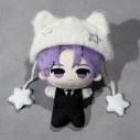 【グッズ-ぬい服】ノンキャラオリジナル 10cm星ストーンねこ耳ぬい帽子 ホワイト【OshiVerse】の画像