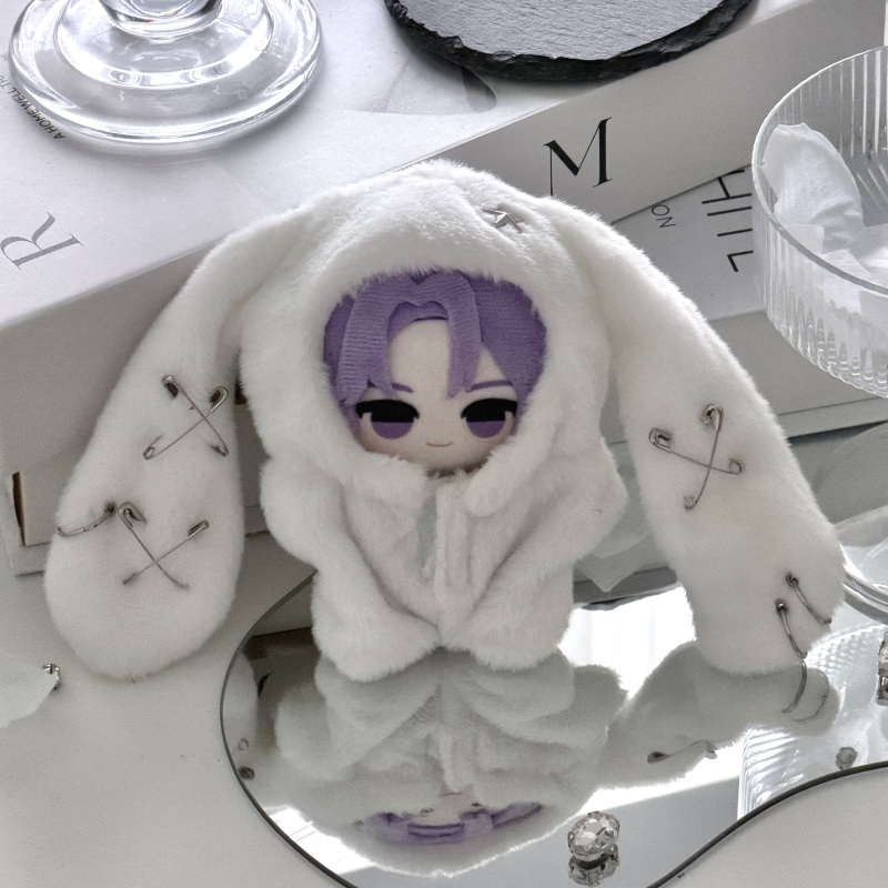 【グッズ-ぬい服】ノンキャラオリジナル 10cmクロス 垂れ耳着ぐるみ ホワイト【OshiVerse】