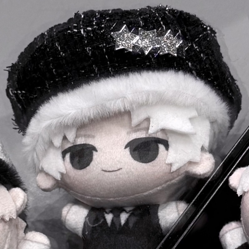 【グッズ-ぬい服】ノンキャラオリジナル 10cmツイードスターベレー帽 ブラック【OshiVerse】