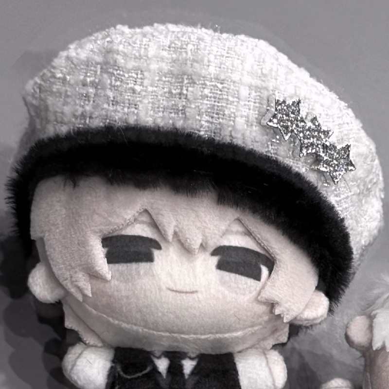 【グッズ-ぬい服】ノンキャラオリジナル 10cmツイードスターベレー帽 ホワイト【OshiVerse】