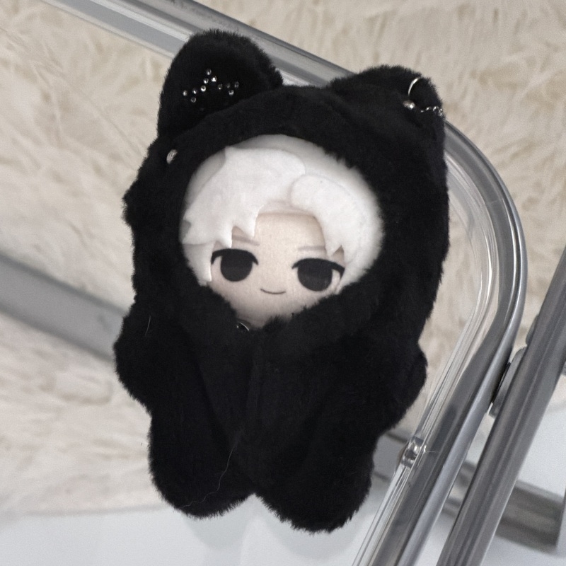 【グッズ-ぬい服】ノンキャラオリジナル 10cmスターチェーン ねこ着ぐるみ ブラック【OshiVerse】