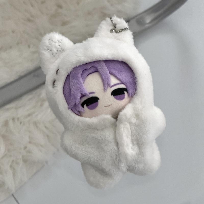 【グッズ-ぬい服】ノンキャラオリジナル 10cmスターチェーン ねこ着ぐるみ ホワイト【OshiVerse】