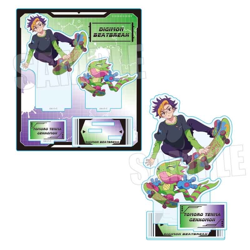 【グッズ-スタンドポップ】DIGIMON BEATBREAK アクリルスタンド 天馬 トモロウ&ゲッコーモン Skater ver.