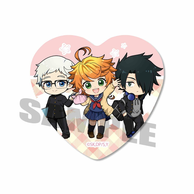 【グッズ-バッジ】約束のネバーランド ハート缶バッジ 学生服ver./集合【OS記念】【アニメイト限定】