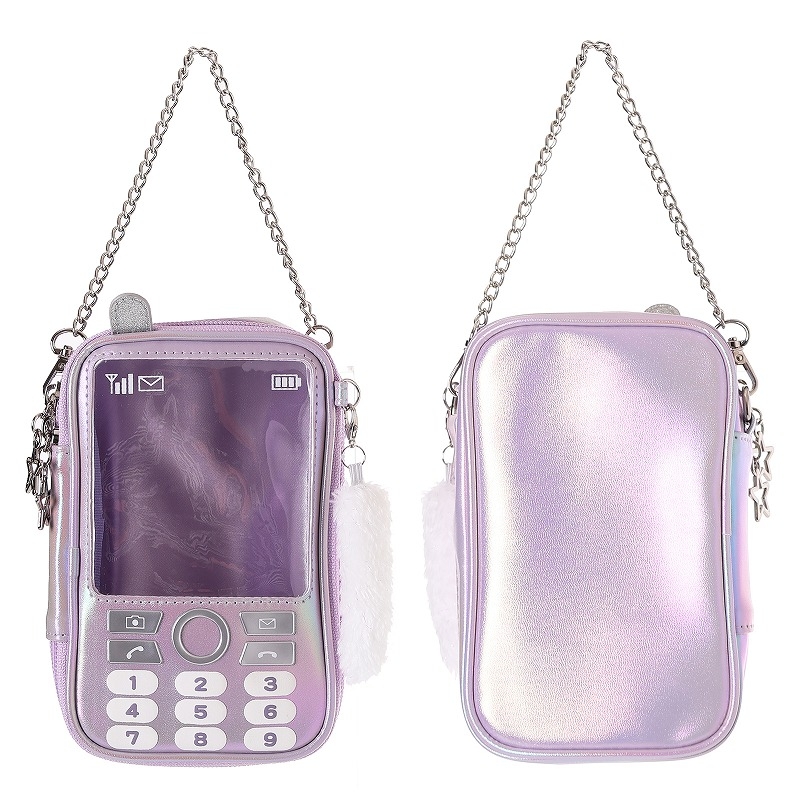 【グッズ-ポーチ】ノンキャラ Osel ガラケー型ぬいポーチ パープル