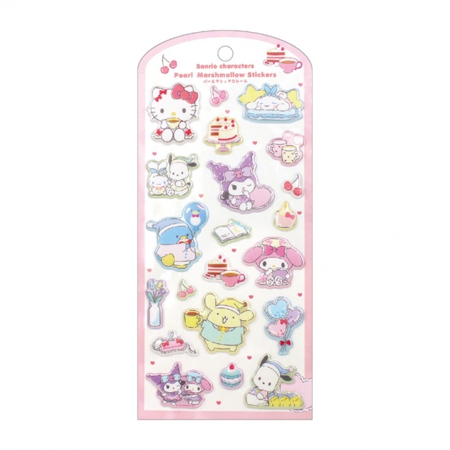 【グッズ-シール】サンリオキャラクターズ パールマシュマロシール ふんわりパジャマパーティー
