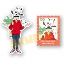 【グッズ-ステッカー】モブサイコ100 III × サンリオキャラクターズ(Travel Series) ステッカー2枚セット 影山茂夫&ポチャッコ&エクボ&こぎみゅんの画像