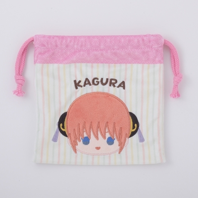 【グッズ-巾着】銀魂 フェイスアップリケ刺繍付巾着 神楽