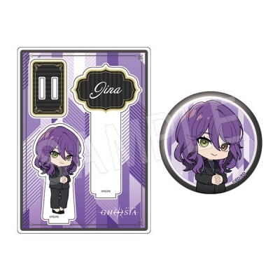 【グッズ-セットもの】TVアニメ『グノーシア』 アクリルフォトプロップス&グリッター缶バッジセット 黒スーツver. ジナ