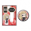【グッズ-セットもの】TVアニメ『グノーシア』 アクリルフォトプロップス&グリッター缶バッジセット 黒スーツver. ククルシカの画像