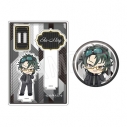 【グッズ-セットもの】TVアニメ『グノーシア』 アクリルフォトプロップス&グリッター缶バッジセット 黒スーツver. 沙明の画像
