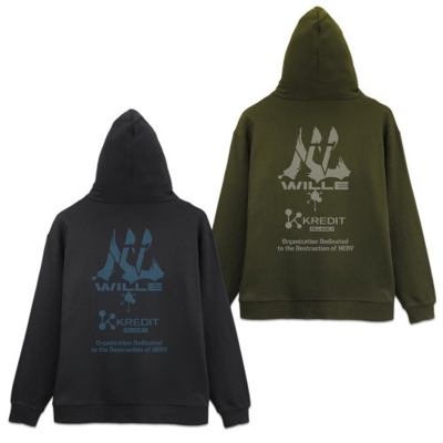 【グッズ-ジャンパー・コート】EVANGELION WILLE&KREDIT ジップパーカー/BLACK-XL