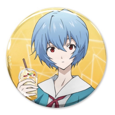 【グッズ-バッチ】EVANGELION 描き下ろし 綾波レイ 65mm缶バッジ 制服Ver.