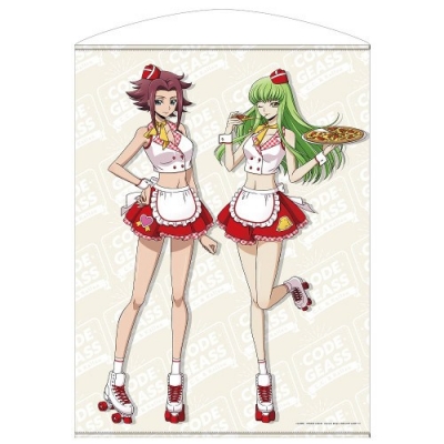 【グッズ-タペストリー】コードギアス 反逆のルルーシュ 描き下ろし C.C.&カレン 100cmタペストリー アメリカンダイナーVer.