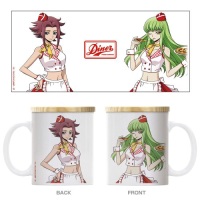 【グッズ-マグカップ】コードギアス 反逆のルルーシュ 描き下ろし C.C.&カレン フタ付きフルカラーマグカップ アメリカンダイナーVer.