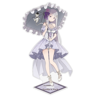 【グッズ-スタンドポップ】Re:ゼロから始める異世界生活 描き下ろし エミリア&パック アクリルスタンド(大) パーティードレスVer.
