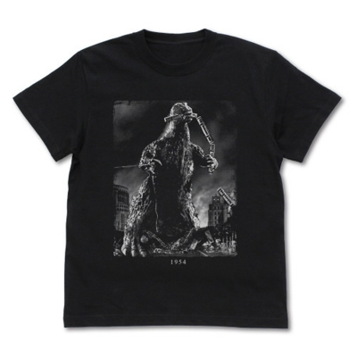 【グッズ-Tシャツ】ゴジラ 電車を咥えるゴジラ(1954) Tシャツ/BLACK-L
