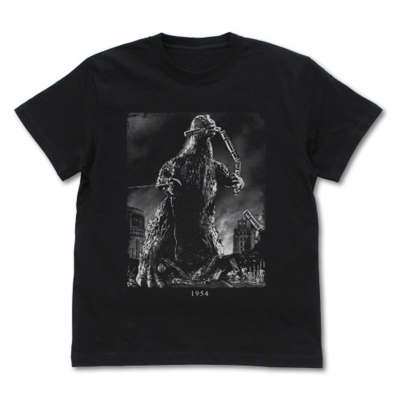 【グッズ-Tシャツ】ゴジラ 電車を咥えるゴジラ(1954) Tシャツ/BLACK-XL