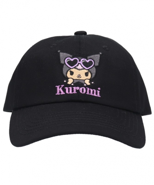 【グッズ-帽子】サンリオキャラクターズ 日焼けKUROMI キャップ BLACK(クロミフェイス)
