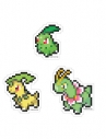 【グッズ-ステッカー】ポケットモンスター モバイルステッカー チコリータ&ベイリーフ&メガニウムの画像