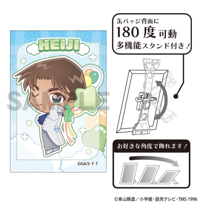 【グッズ-バッチ】名探偵コナン グリッターアート缶バッジ 服部平次 バルーン ミニキャラ