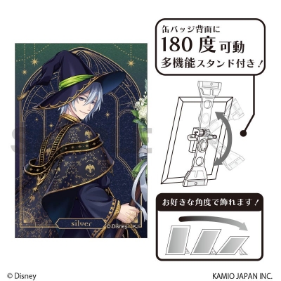 【グッズ-バッチ】『ディズニー ツイステッドワンダーランド』 グリッターアート缶バッジ シルバー ブルームバースデー