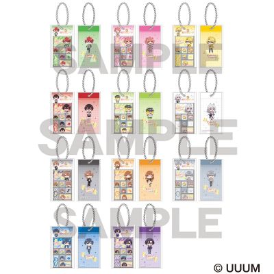 【グッズ-キーホルダー】カラフルピーチ トレーディングタイルシール風キーホルダー
