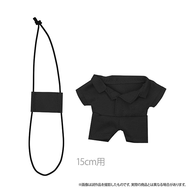 【グッズ-ぬい服】ノンキャラオリジナル Petit la vie マスク付きつなぎセット/ブラック 15cmぬいぐるみ用