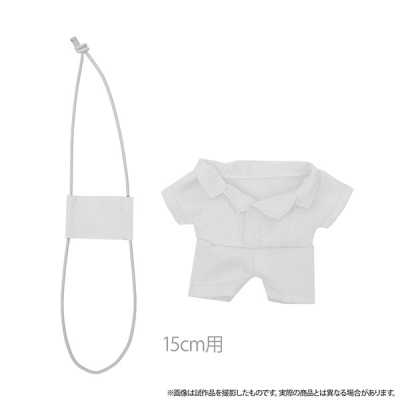 【グッズ-ぬい服】ノンキャラオリジナル Petit la vie マスク付きつなぎセット/ホワイト 15cmぬいぐるみ用