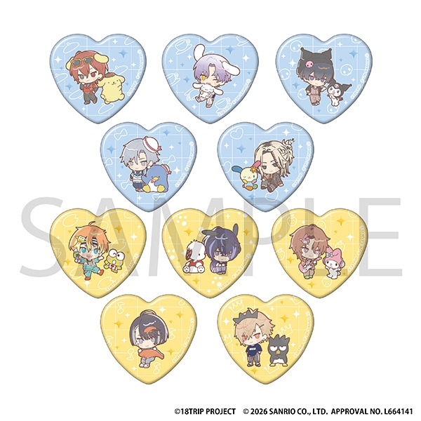 【グッズ-バッチ】18TRIP ハート形キャラバッジコレクション/朝・昼班 サンリオキャラクターズ