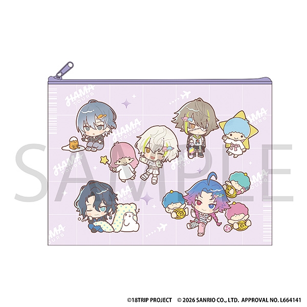 【グッズ-ポーチ】18TRIP フラットポーチ/夜班 サンリオキャラクターズ