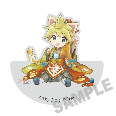 【グッズ-置きもの】「初音ミク×招き猫」 ゆらゆらアクリルブロック 鏡音レン Art by らっす