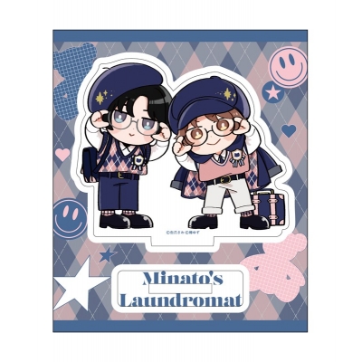 【グッズ-スタンドポップ】みなと商事コインランドリー アクリルスタンド デフォルメ PINK/NAVY TRAD. CLUB ver.