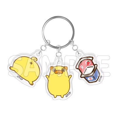 【グッズ-チャーム】おじさんはカワイイものがお好き。 パグ太郎 3連アクリルチャーム(A)【再販】