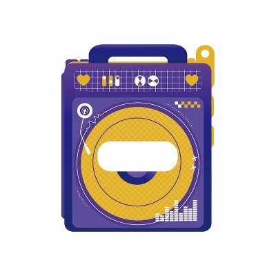 【グッズ-カバーホルダー】ノンキャラオリジナル ときメーク ラジカセ缶バッジフレーム パープル