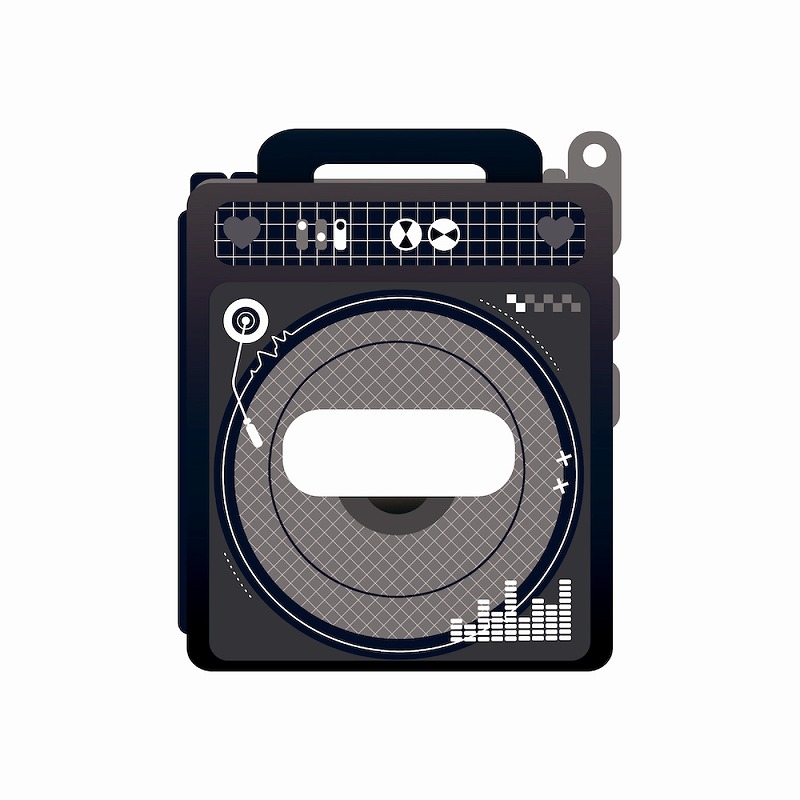 【グッズ-カバーホルダー】ノンキャラオリジナル ときメーク ラジカセ缶バッジフレーム ブラック