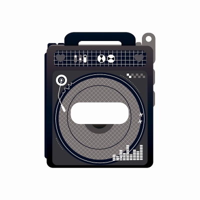 【グッズ-カバーホルダー】ノンキャラオリジナル ときメーク ラジカセ缶バッジフレーム ブラック