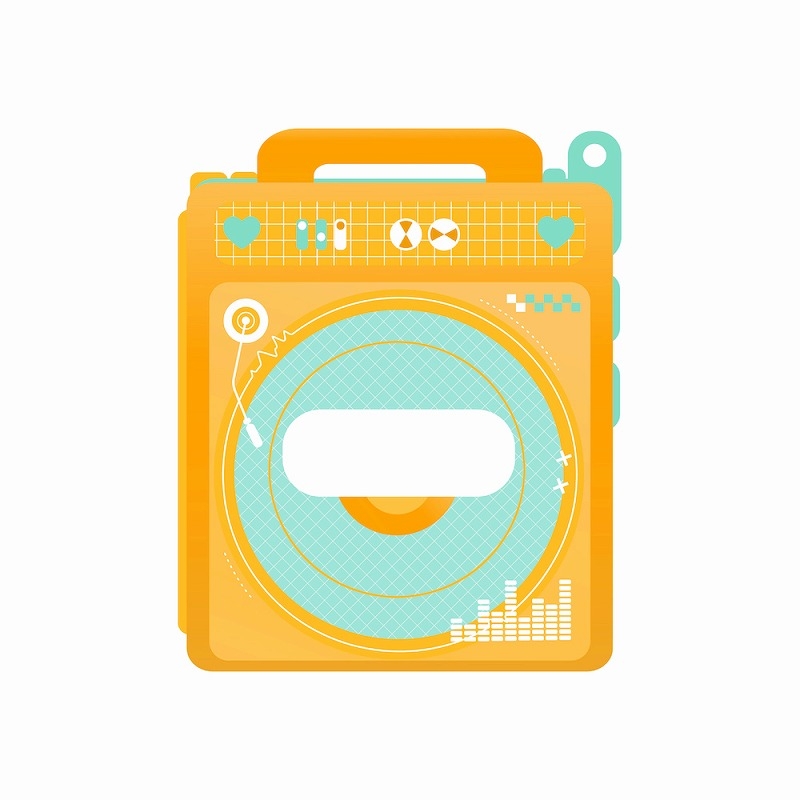 【グッズ-カバーホルダー】ノンキャラオリジナル ときメーク ラジカセ缶バッジフレーム イエロー